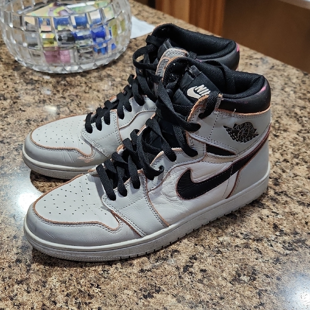 Nike Gray and White High-Top Sneakers